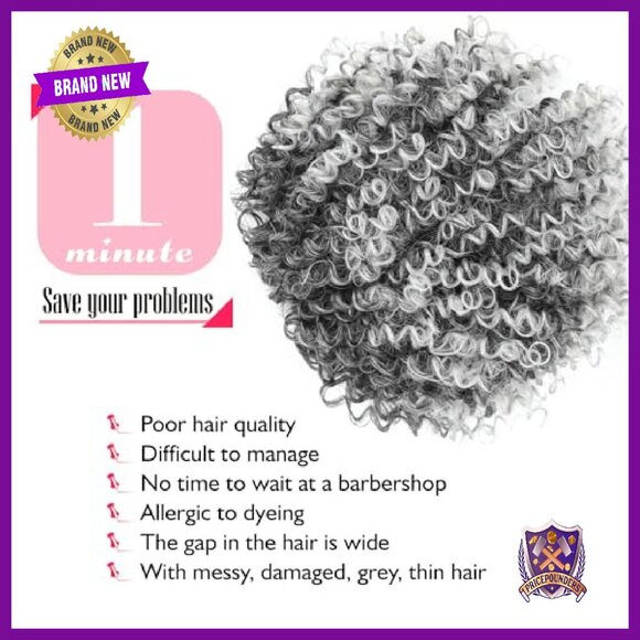 Afro Kinky Curly Clip-In Hair Topper with Bangs for Thinning Hair main image 6